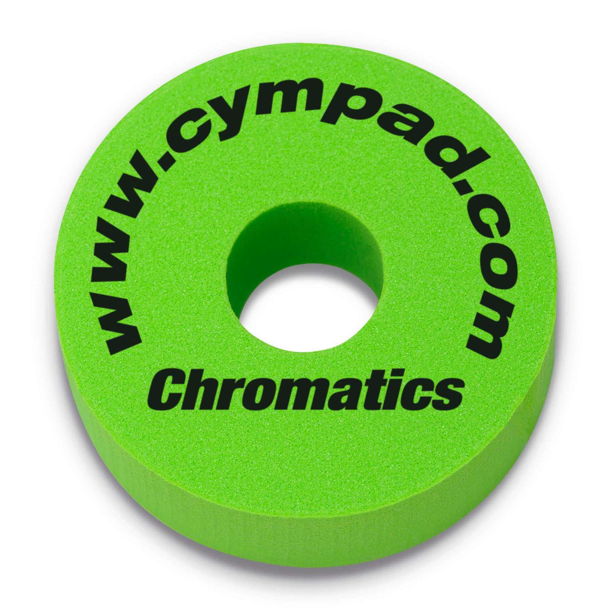 Green Cympad Chromatics cymbal washer for top and bottom of cymbals.